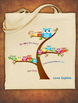 PERSONALISED Tote Bag Thank You Teacher School Gift Cotton Owl Design