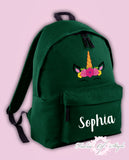 Personalised Kids Backpack - Any Name Unicorn Girls Boys Back To School Bag