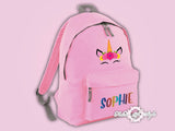 Personalised Rainbow Glitter Kids Backpack - Any Name Unicorn Girls Boys Back To School Bag