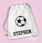 Personalised Any Name Football Back To Drawstring Boy Bag PE GYM School Kids