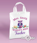 PERSONALISED Tote Bag Thank You Teacher School Gift  World's Best White