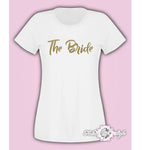 Team Bride Hen Do Party Bride Tribe Wedding  T-shirt Ladies Female Gold