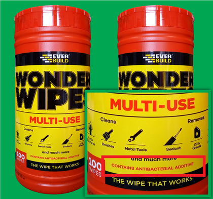 Everbuild Wonder 100 Wipes Trade Tub - Anti-Bacterial Cleaning Wipes Free Delivery