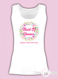 Wreath Vest Tank Top Hen Do Party Bride Tribe Wedding Personalised T-shirt Ladies Female