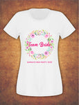 Wreath Personalised Floral Hen Do Party Bridesmaid Bride  T-shirt Ladies Female