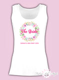 Wreath Vest Tank Top Hen Do Party Bride Tribe Wedding Personalised T-shirt Ladies Female