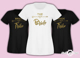 Hen Do Party Bride Tribe Wedding  T-shirt Ladies Female Gold